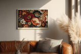 Paul Sinus Wandbild 120x80cm Rote Blumen auf Schwarz Botanische Kunst mit Mohnblumen Moderne Wanddekoration