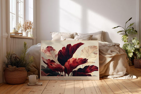 Paul Sinus Wandbild 120x80cm rote Blumen moderne florale Kunst elegante Naturillustration grosses Blumen Kunstbild stilvolle Wanddekoration fuer Wohnzimmer Büro