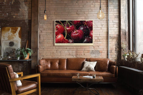 Paul Sinus Wandbild 120x80cm rote Kirschen Makro Fotokunst frische Sommerfruechte intensives Rot Stillleben moderne Wanddekoration fuer Kueche Esszimmer Wohnzimmer