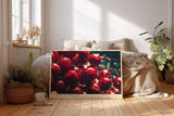 Paul Sinus Wandbild 120x80cm rote Kirschen Makrofotografie frisches Fruchtmotiv mit Wasser moderne Kuechenkunst stilvolle Wanddekoration fuer Kueche Esszimmer Wohnzimmer