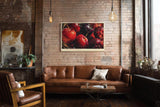Paul Sinus Wandbild 120x80cm rote Kirschen Stillleben Obst Fotokunst intensives Rot Frucht Motiv moderne Wanddekoration fuer Kueche Esszimmer Wohnzimmer