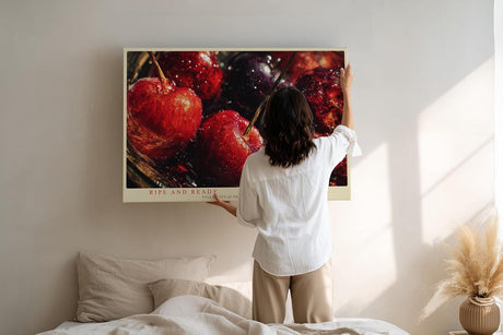Paul Sinus Wandbild 120x80cm rote Kirschen Stillleben Obst Fotokunst intensives Rot Frucht Motiv moderne Wanddekoration fuer Kueche Esszimmer Wohnzimmer