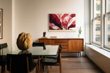 Paul Sinus Wandbild 120x80cm rote tropische Blaetter moderne botanische Kunst abstrakte Pflanzenillustration grosses Kunstbild stilvolle Wanddekoration fuer Wohnzimmer Büro