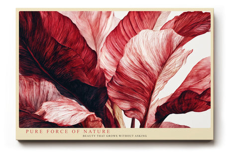 Paul Sinus Wandbild 120x80cm rote tropische Blaetter moderne botanische Kunst abstrakte Pflanzenillustration grosses Kunstbild stilvolle Wanddekoration fuer Wohnzimmer Büro