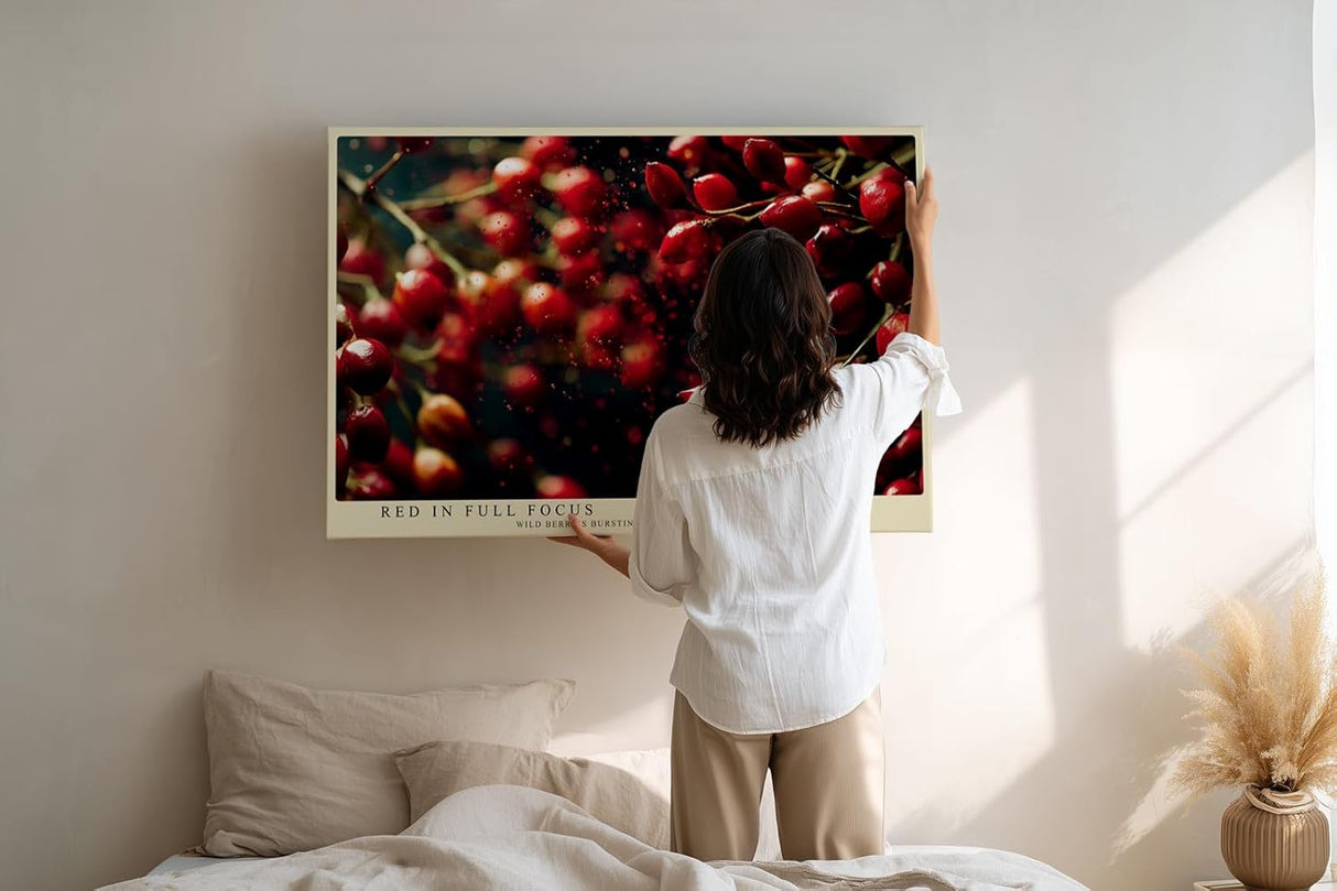 Paul Sinus Wandbild 120x80cm rote Wildbeeren Makrofotografie lebendige Natur Fotokunst mit leuchtenden Farben modernes Fruchtbild für Küche Esszimmer Wohnzimmer