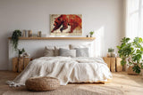 Paul Sinus Wandbild 120x80cm Roter Baer Moderne Tierkunst in Rot und Beige Wanddekoration