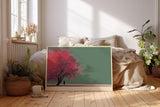 Paul Sinus Wandbild 120x80cm Roter Baum minimalistische Natur Illustration moderne Landschaft Kunst Wanddekoration