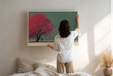 Paul Sinus Wandbild 120x80cm Roter Baum minimalistische Natur Illustration moderne Landschaft Kunst Wanddekoration