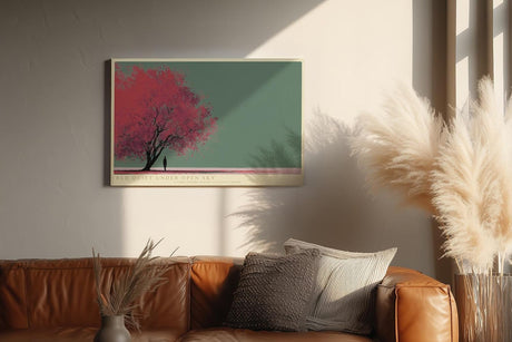 Paul Sinus Wandbild 120x80cm Roter Baum minimalistische Natur Illustration moderne Landschaft Kunst Wanddekoration