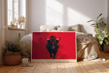 Paul Sinus Wandbild 120x80cm roter Stier moderne Tierkunst kraftvolle Illustration grosses Kunstbild stilvolle Wanddekoration fuer Wohnzimmer Büro Fitnessraum