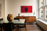 Paul Sinus Wandbild 120x80cm roter Stier moderne Tierkunst kraftvolle Illustration grosses Kunstbild stilvolle Wanddekoration fuer Wohnzimmer Büro Fitnessraum