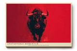 Paul Sinus Wandbild 120x80cm roter Stier moderne Tierkunst kraftvolle Illustration grosses Kunstbild stilvolle Wanddekoration fuer Wohnzimmer Büro Fitnessraum