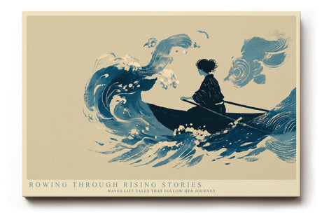 Paul Sinus Wandbild 120x80cm Ruderboot in grossen Wellen moderne maritime Illustration