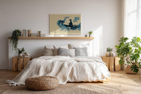 Paul Sinus Wandbild 120x80cm Ruderboot in grossen Wellen moderne maritime Illustration