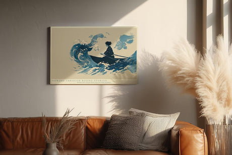 Paul Sinus Wandbild 120x80cm Ruderboot in grossen Wellen moderne maritime Illustration