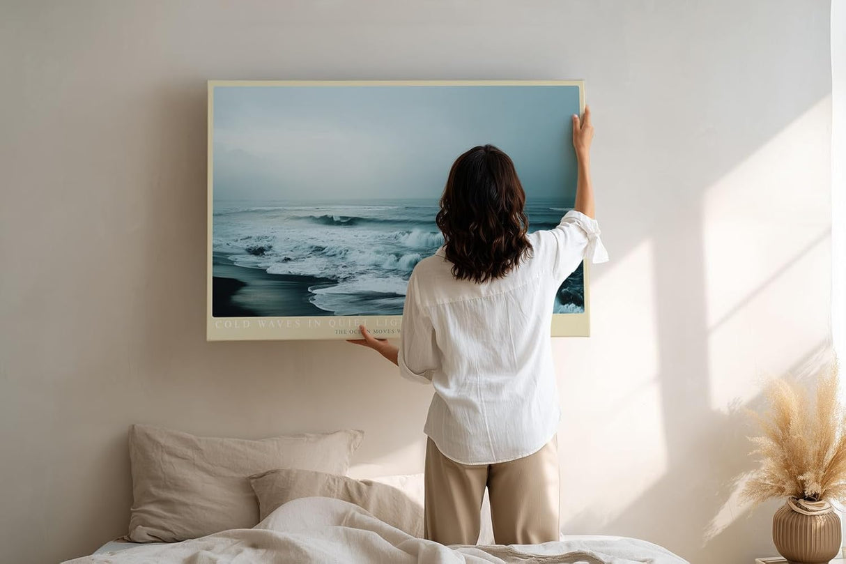 Paul Sinus Wandbild 120x80cm Ruhige Meereswellen moderne Ozean Landschaft Fotografie in kuehlen Blautoenen Wanddekoration