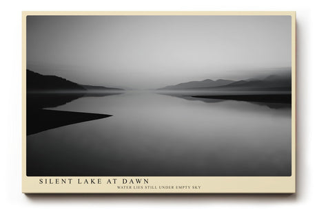 Paul Sinus Wandbild 120x80cm ruhiger See mit Bergen minimalistische Schwarz Weiss Landschaft modernes Kunstposter stilvolle Wanddekoration fuer Wohnzimmer Schlafzimmer Büro