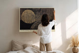 Paul Sinus Wandbild 120x80cm Ruhiger Vollmond Über Wasser Moderne Naturkunst LeinWandbild 120x80cm Minimalistische Wanddekoration