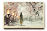 Paul Sinus Wandbild 120x80cm Sakura Abend in Tokio Japanische Kirschblueten Allee mit Laternen Ruhige Asiatische Kunst Wanddekoration