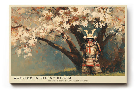 Paul Sinus Wandbild 120x80cm Samurai Unter Blühendem Baum Japanische Kunst LeinWandbild 120x80cm Asiatische Krieger Szene Wanddekoration