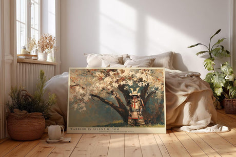 Paul Sinus Wandbild 120x80cm Samurai Unter Blühendem Baum Japanische Kunst LeinWandbild 120x80cm Asiatische Krieger Szene Wanddekoration