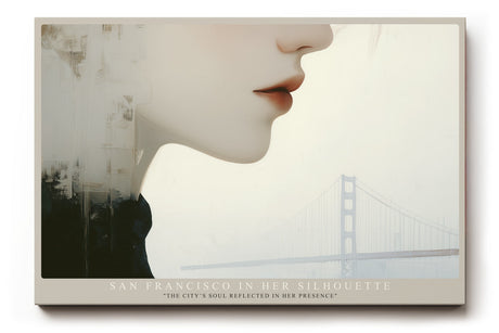 Paul Sinus Wandbild San Francisco in Her Silhouette poetische Komposition aus Stadtlandschaft und weiblichem Profil mit urbaner Eleganz