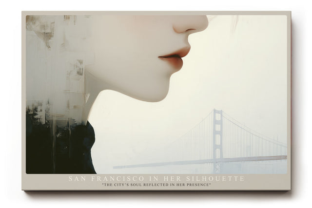 Paul Sinus Wandbild San Francisco in Her Silhouette poetische Komposition aus Stadtlandschaft und weiblichem Profil mit urbaner Eleganz