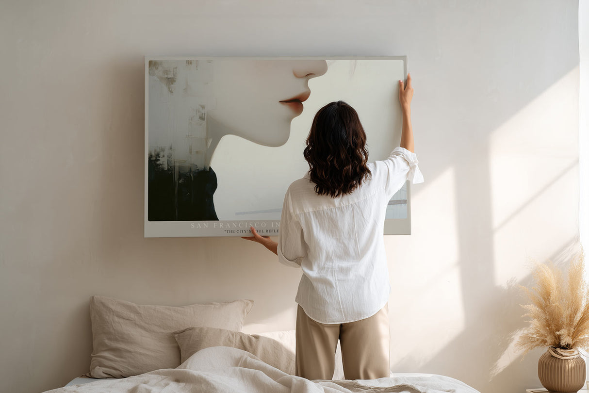 Paul Sinus Wandbild San Francisco in Her Silhouette poetische Komposition aus Stadtlandschaft und weiblichem Profil mit urbaner Eleganz