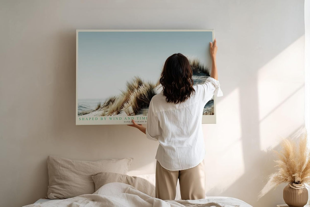 Paul Sinus Wandbild 120x80cm Sandduenen mit Strandgras ruhige Naturfotografie minimalistische Landschaft stilvolle Wanddekoration fuer Wohnzimmer Büro