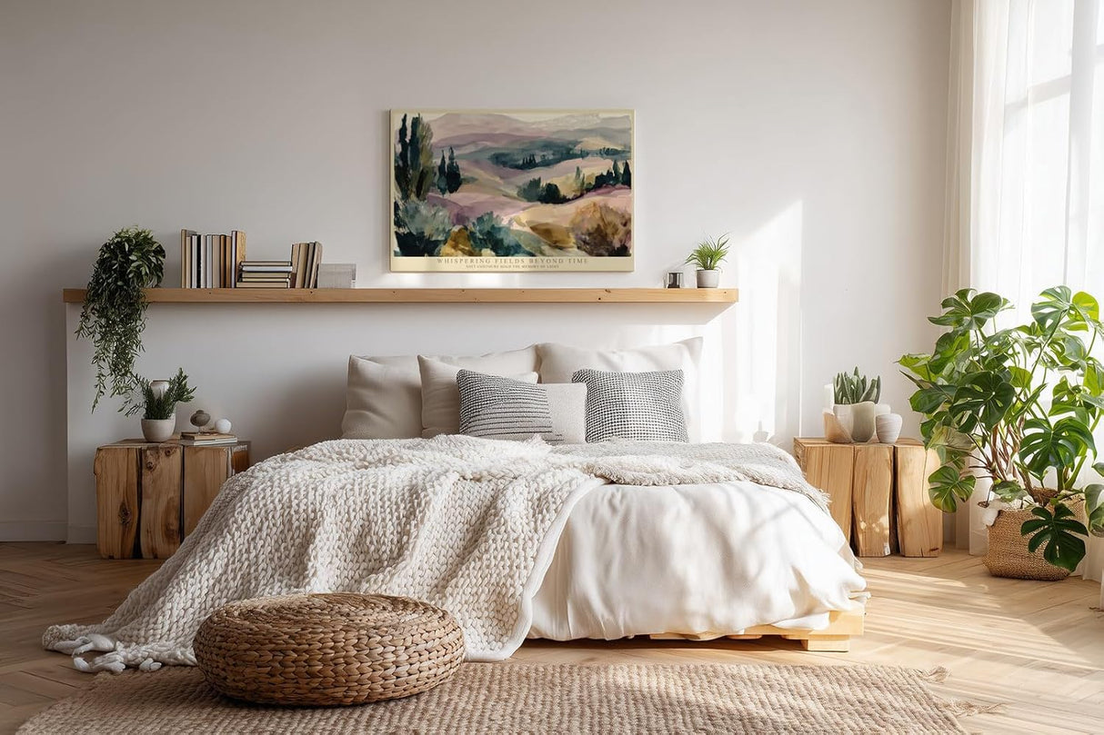Paul Sinus Wandbild 120x80cm Sanfte Hügellandschaft mit Zypressen Pastellfarbene Naturkunst