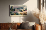 Paul Sinus Wandbild 120x80cm Sanfte Hügellandschaft mit Zypressen Pastellfarbene Naturkunst
