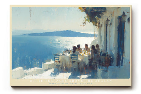 Paul Sinus Wandbild 120x80cm Santorini Terrasse Aegaeisches Meer mediterrane Landschaft Kunst Wanddekoration Wohnzimmer Esszimmer