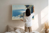 Paul Sinus Wandbild 120x80cm Santorini Terrasse Aegaeisches Meer mediterrane Landschaft Kunst Wanddekoration Wohnzimmer Esszimmer