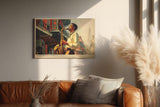 Paul Sinus Wandbild 120x80cm Saxophon Spieler in Stadtstrasse Jazz Musik Kunst Wanddekoration