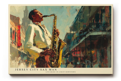 Paul Sinus Wandbild 120x80cm Saxophonspieler in Strassenszene Jazz Musik Kunst Wanddekoration