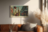 Paul Sinus Wandbild 120x80cm Saxophonspieler in Strassenszene Jazz Musik Kunst Wanddekoration