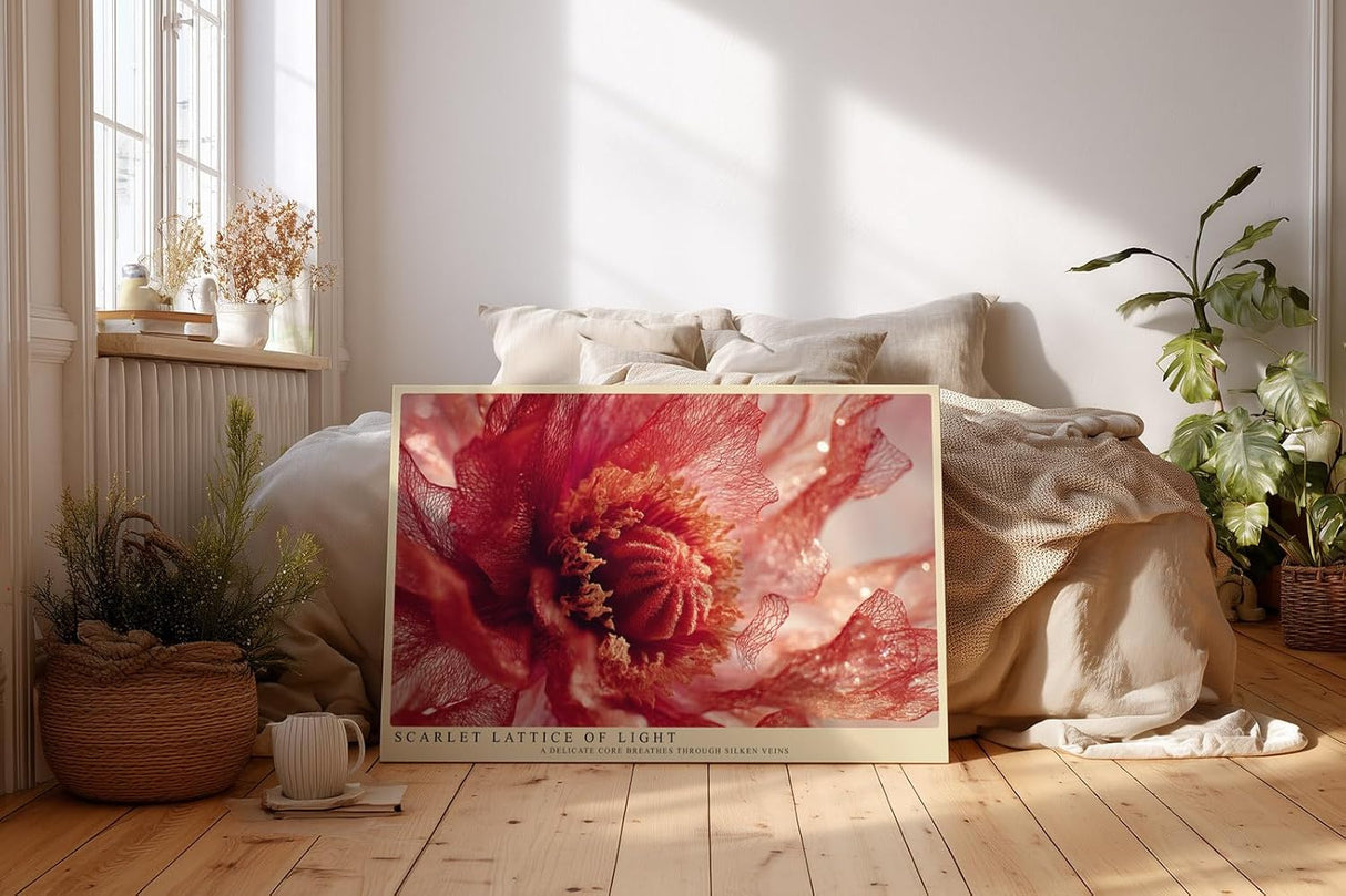 Paul Sinus Wandbild 120x80cm Scarlet Lattice of Light Rote Makro Bluete Kunst Fotografie fuer Wohnzimmer Schlafzimmer und Büro