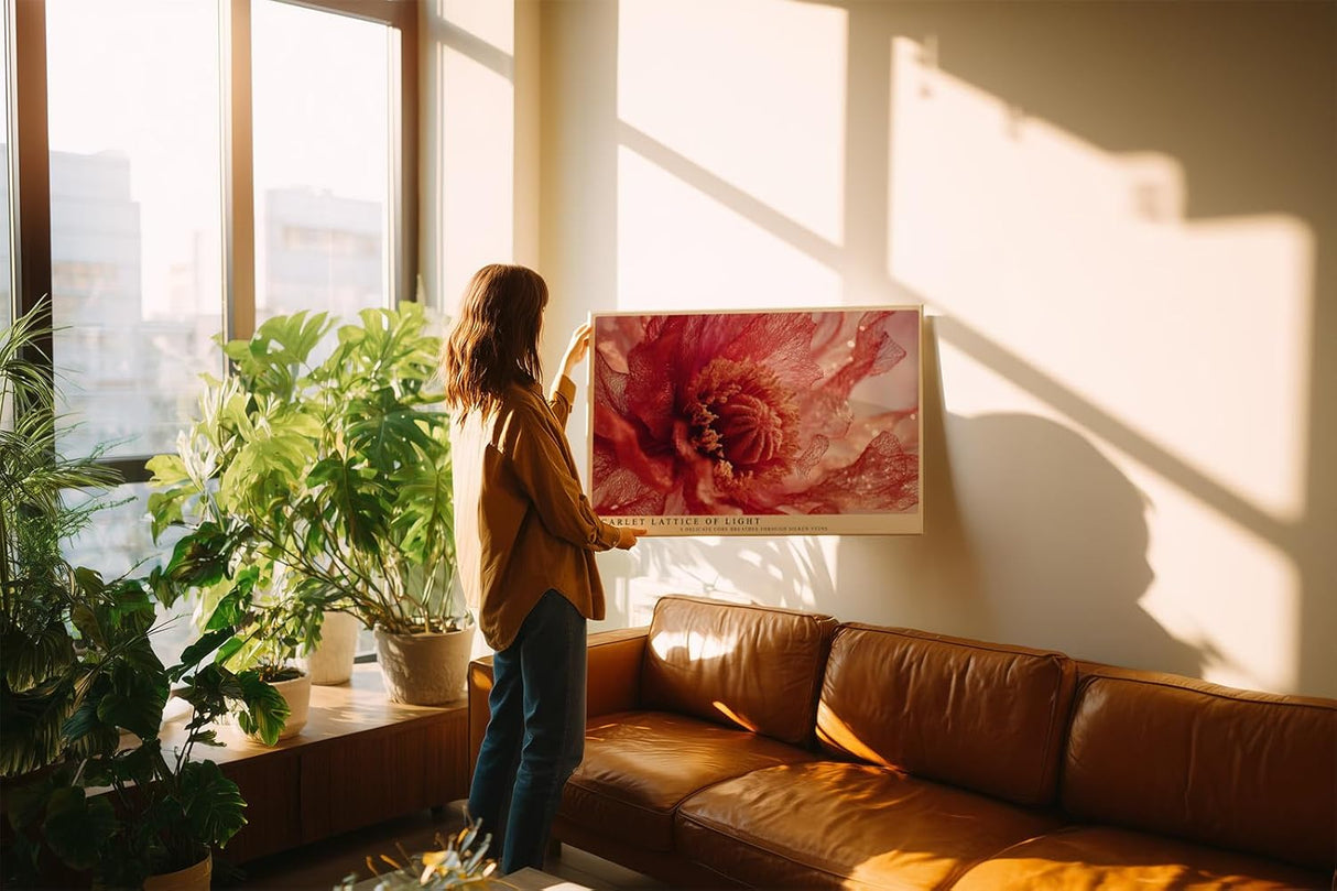 Paul Sinus Wandbild 120x80cm Scarlet Lattice of Light Rote Makro Bluete Kunst Fotografie fuer Wohnzimmer Schlafzimmer und Büro