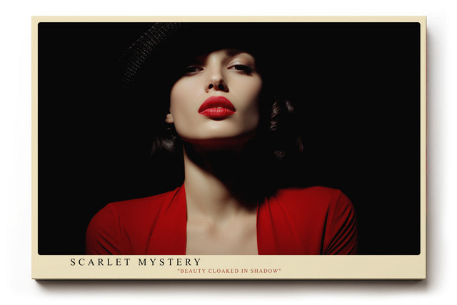 Paul Sinus Wandbild Scarlet Mystery sinnliches Porträt einer Frau in Rot mit intensivem Blick und stilvoller Lichtführung für elegante moderne Räume