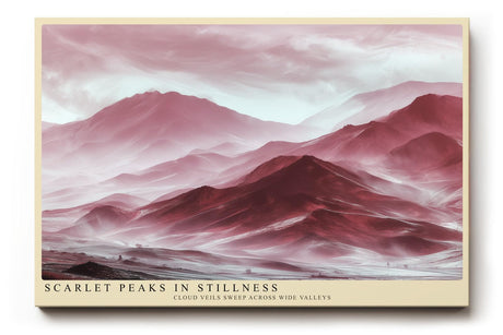 Paul Sinus Wandbild 120x80cm Scarlet Peaks in Stillness Rote Berglandschaft Abstrakte Natur Kunst fuer Wohnzimmer Schlafzimmer und Büro