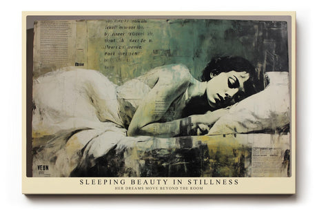 Paul Sinus Wandbild 120x80cm Schlafende Frau Vintage Portrait Kunst in Beige Grün für Wohnzimmer Schlafzimmer und Atelier
