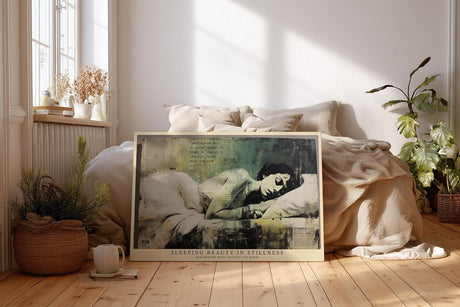 Paul Sinus Wandbild 120x80cm Schlafende Frau Vintage Portrait Kunst in Beige Grün für Wohnzimmer Schlafzimmer und Atelier