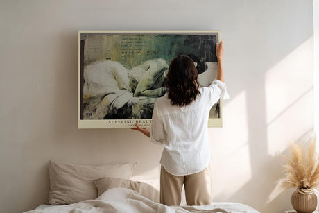 Paul Sinus Wandbild 120x80cm Schlafende Frau Vintage Portrait Kunst in Beige Grün für Wohnzimmer Schlafzimmer und Atelier