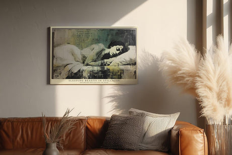 Paul Sinus Wandbild 120x80cm Schlafende Frau Vintage Portrait Kunst in Beige Grün für Wohnzimmer Schlafzimmer und Atelier