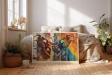 Paul Sinus Wandbild 120x80cm Schmetterling abstrakte Kunst bunt modern Collage Stil Kunstdruck grosses Wandbild 120x80cm kreative Natur Wanddekoration fuer Wohnzimmer Büro