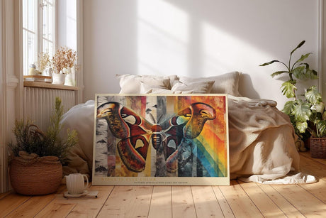 Paul Sinus Wandbild 120x80cm Schmetterling abstrakte Kunst bunt modern Collage Stil Kunstdruck grosses Wandbild 120x80cm kreative Natur Wanddekoration fuer Wohnzimmer Büro