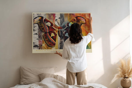 Paul Sinus Wandbild 120x80cm Schmetterling abstrakte Kunst bunt modern Collage Stil Kunstdruck grosses Wandbild 120x80cm kreative Natur Wanddekoration fuer Wohnzimmer Büro
