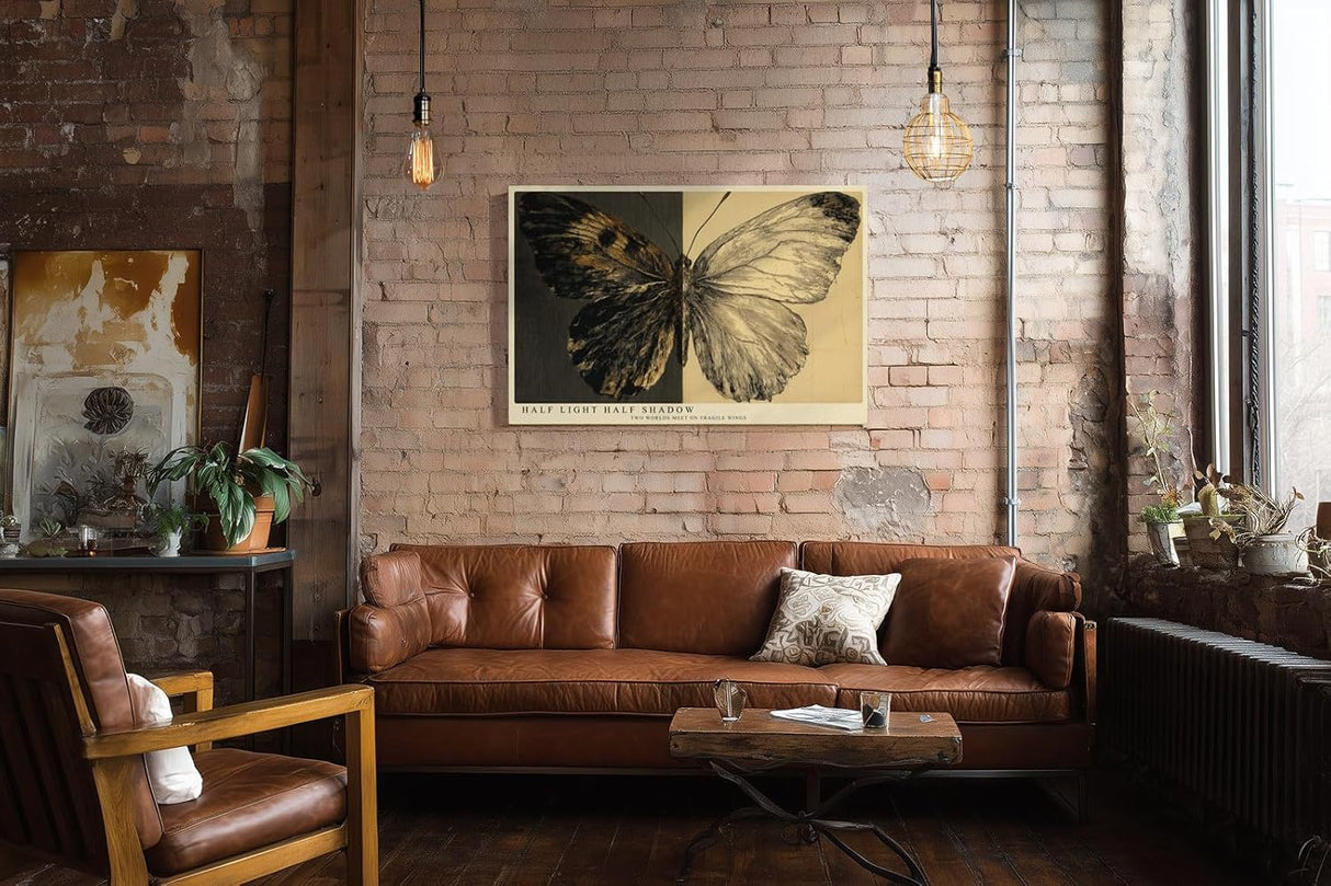 Paul Sinus Wandbild 120x80cm Schmetterling Kontrast modern schwarz weiss Natur Kunst Kunstdruck grosses Kunstbild stilvolle Wanddekoration fuer Wohnzimmer Büro