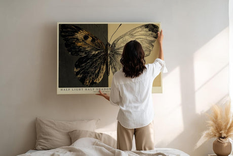 Paul Sinus Wandbild 120x80cm Schmetterling Kontrast modern schwarz weiss Natur Kunst Kunstdruck grosses Kunstbild stilvolle Wanddekoration fuer Wohnzimmer Büro