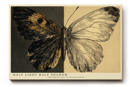 Paul Sinus Wandbild 120x80cm Schmetterling Kontrast modern schwarz weiss Natur Kunst Kunstdruck grosses Kunstbild stilvolle Wanddekoration fuer Wohnzimmer Büro